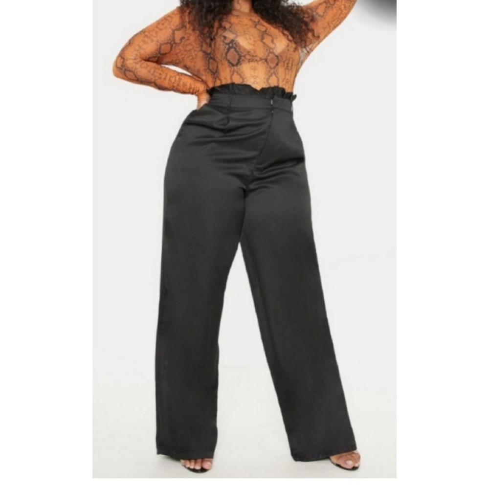 Black Paperbag Wide Leg Trouser
